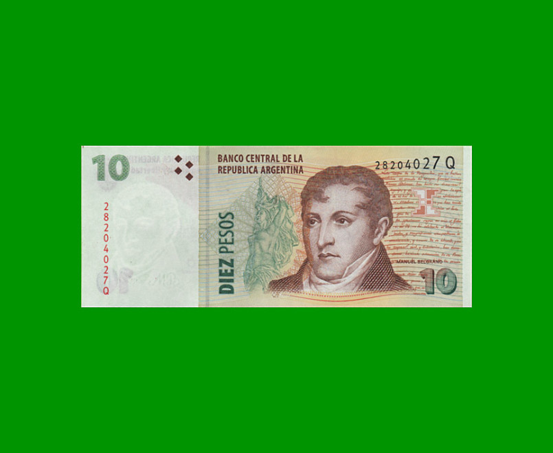 PESOS CONVERTIBLES 2do DISEÑO $10,00, BOT NEW, AÑO 2014, ESTADO SIN CIRCULAR .-