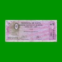 BONO DE SALTA 10,00 DE AUSTRALES, EC 063, AÑO 1988, ESTADO BUENO .-