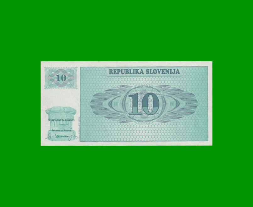 BILLETE DE ESLOVENIA 10 TOLARJEV, PICK 4, AÑO 1990 ESTADO SIN CIRCULAR.- - Imagen 2