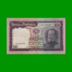 BILLETE DE PORTUGAL 100 ESCUDOS, PICK 165a, AÑO 1961, ESTADO BUENO+.-