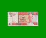 BILLETE DE CUBA $3,00 PICK FX47c, ESTADO BUENO+ .-