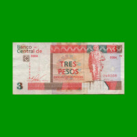 BILLETE DE CUBA $3,00 PICK FX47c, ESTADO BUENO+ .-
