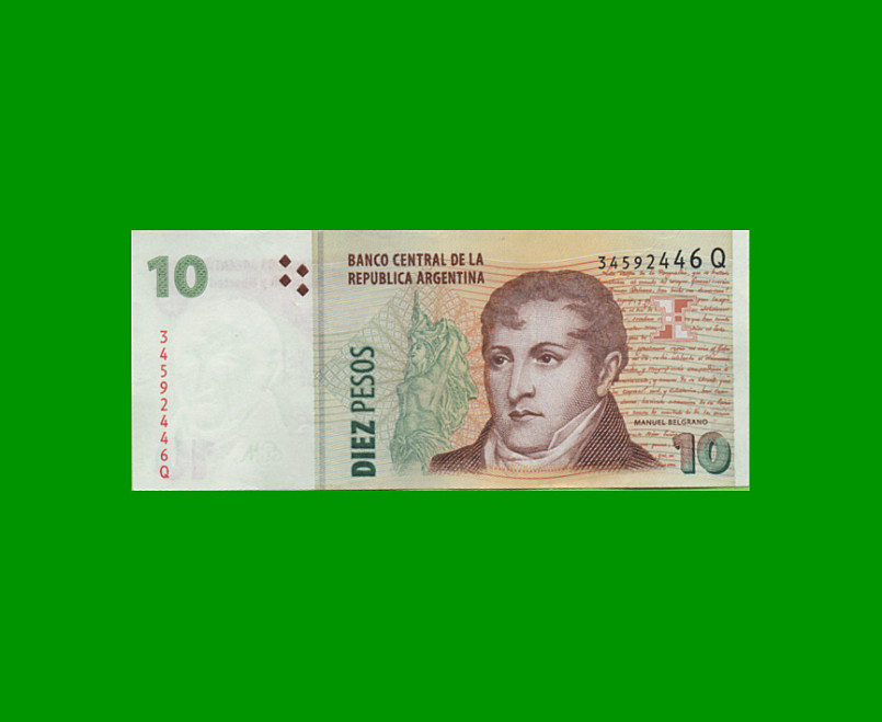 PESOS CONVERTIBLES 2do DISEÑO $10,00, BOT NEW, AÑO 2014, ESTADO EXCELENTE .-