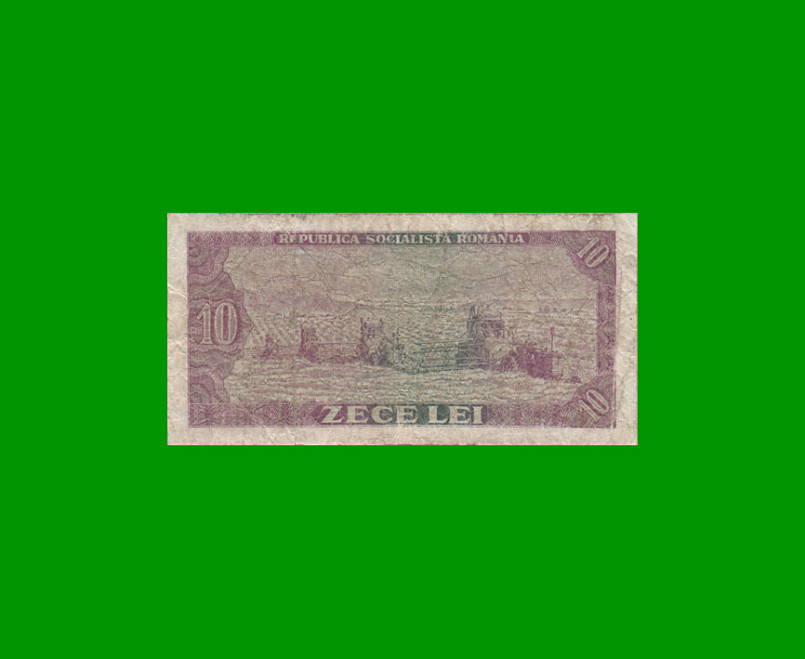 BILLETE DE RUMANIA 10 LEI, PICK 94, AÑO 1966 ESTADO BUENO .- - Imagen 2