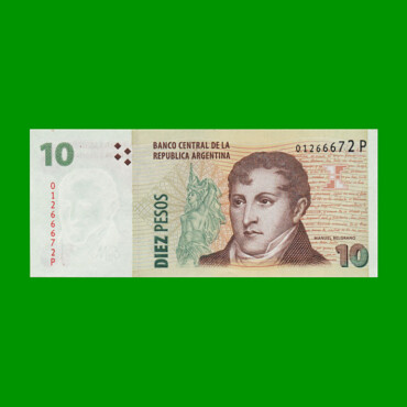 PESOS CONVERTIBLES 2do DISEÑO $10,00, BOT 3444, AÑO 2014, ESTADO SIN CIRCULAR .-
