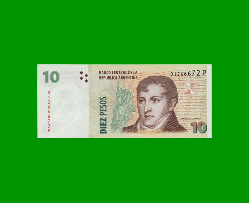 PESOS CONVERTIBLES 2do DISEÑO $10,00, BOT 3444, AÑO 2014, ESTADO SIN CIRCULAR .-