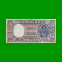 BILLETE DE CHILE $ 5,00, PICK 110, AÑO 1947/58, ESTADO SIN CIRCULAR.-