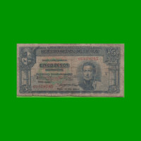 BILLETE DE URUGUAY $5,00, PICK 36a, SERIE B, ESTADO BUENO.-