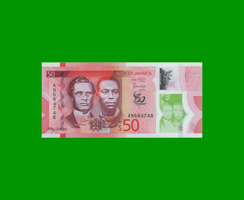 BILLETE DE JAMAICA 50 DOLARES PICK 56, AÑO 2022, ESTADO SIN CIRCULAR.-