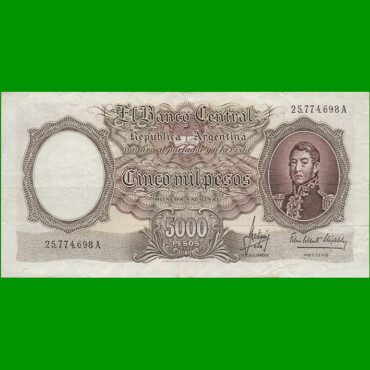 MONEDA NACIONAL $5.000,00, BOT 2176, AÑO 1965, ESTADO EXCELENTE- .-