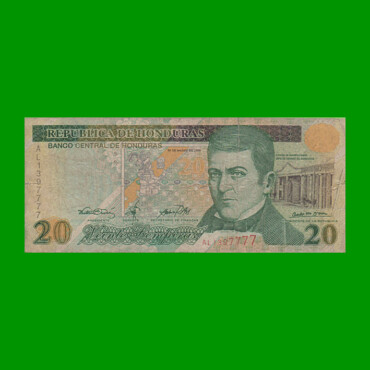 BILLETE DE HONDURAS 20 LEMPIRAS, PICK 83, AÑO 2000, ESTADO BUENO.-