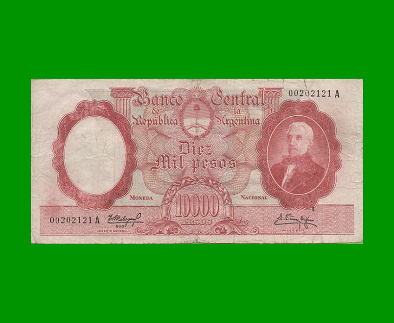 MONEDA NACIONAL $10.000,00, BOT 2185, AÑO 1961, ESTADO MUY BUENO- .-