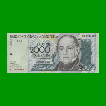 BILLETE DE VENEZUELA 2.000 BOLIVARES, PICK 80, AÑO 1998, ESTADO EXCELENTE+ .-