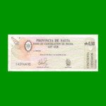 BONO DE SALTA 0,50CTVOS DE AUSTRALES, EC 050, AÑO 1985, ESTADO MUY BUENO+.-