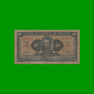BILLETE DE BOLIVIA 10 BOLIVIANOS, PICK 130, AÑO 1928, ESTADO BUENO .-