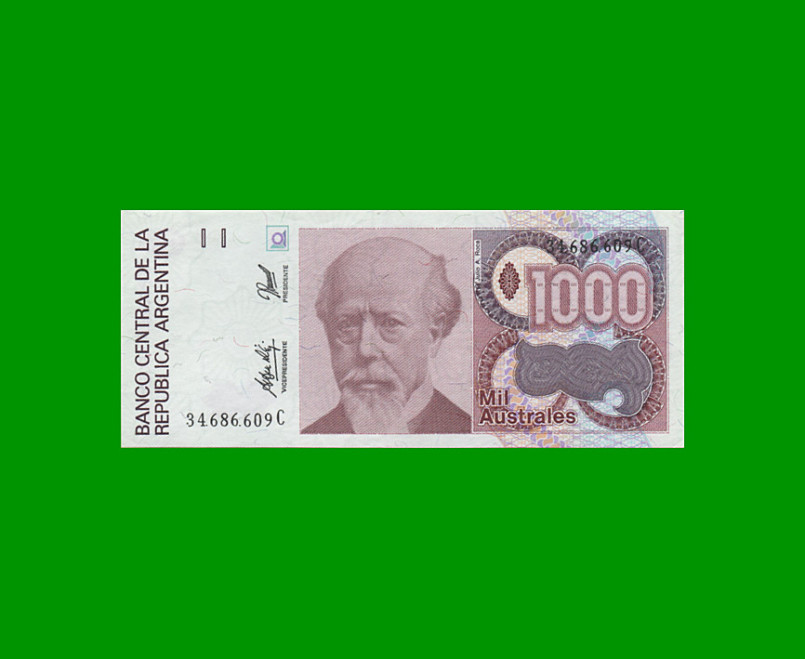 BILLETE DE AUSTRALES, 1.000 AUSTRALES, BOT 2862, AÑO 1991, ESTADO SIN CIRCULAR.-