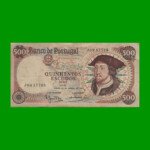 BILLETE DE PORTUGAL 500 ESCUDOS, PICK 170a, AÑO 1966 ESTADO BUENO+.-