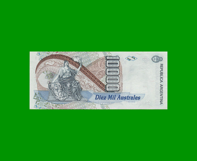 BILLETE DE AUSTRALES, 10.000 AUSTRALES, BOT 2878, AÑO 1989, ESTADO EXCELENTE .- - Imagen 2