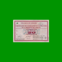 BONO DE CORDOBA $ 20,00, EC 267, AÑO 1996, SERIE C, ESTADO MUY BUENO- .-