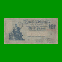 BILLETE CAJA DE CONVERSION $ 10,00, BOT 1624, AÑO 1925, ESTADO  BUENO+ .-