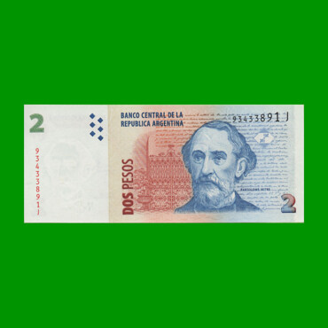 PESOS CONVERTIBLES 2do DISEÑO $2,00, BOT 3237, AÑO 2010, ESTADO SIN CIRCULAR.-