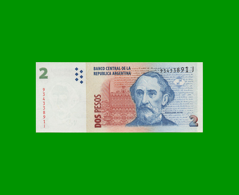 PESOS CONVERTIBLES 2do DISEÑO $2,00, BOT 3237, AÑO 2010, ESTADO SIN CIRCULAR.-