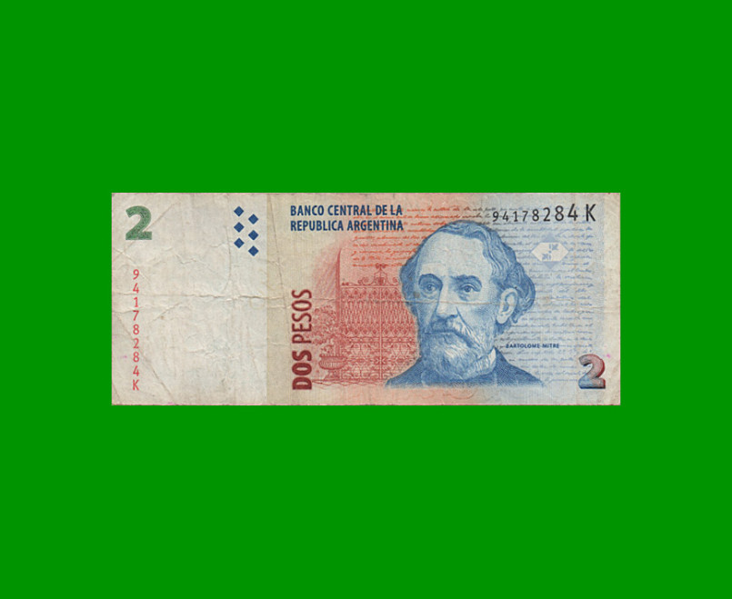 PESOS CONVERTIBLES 2do DISEÑO $2,00, BOT 3240, AÑO 2013, ESTADO  BUENO .-