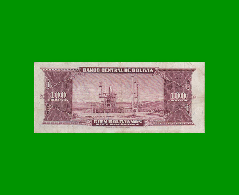 BILLETE DE BOLIVIA 100 BOLIVIANOS, PICK 147, AÑO 1945, ESTADO EXCELENTE.- - Imagen 2