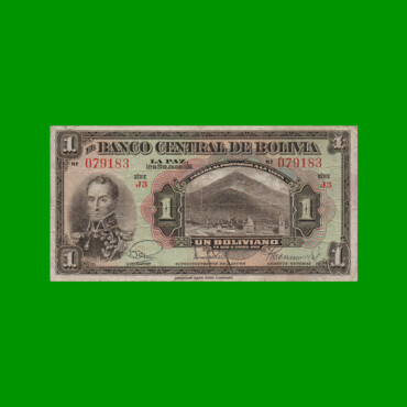 BILLETE DE BOLIVIA 1 BOLIVIANO, PICK 118, AÑO 1928, ESTADO BUENO .-