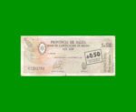 BONO DE SALTA $a500,00, RESELLADO A 0,50CTVOS DE AUSTRALES EC 007, AÑO 1985, ESTADO BUENO.-