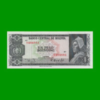 BILLETE DE BOLIVIA 1 PESOS BOLIVIANOS, PICK 158a, AÑO 1962, ESTADO SIN CIRCULAR.-