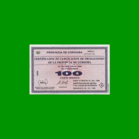 BONO DE CORDOBA $ 100,00, EC 272, AÑO 1996, SERIE B, ESTADO EXCELENTE+.-