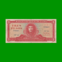 BILLETE DE CUBA $3,00 PICK 107a, AÑO 1986, ESTADO MUY BUENO-  .-