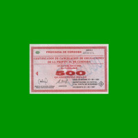 BONO DE CORDOBA $ 500,00, EC 274, AÑO 1995, SERIE A, ESTADO EXCELENTE+.-