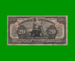 BILLETE DE BOLIVIA 20 BOLIVIANOS, PICK 109b, AÑO 1911, ESTADO MUY BUENO.-