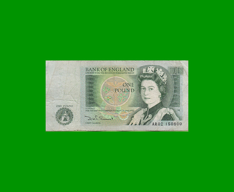 BILLETE DE INGLATERRA (GRAN BRETAÑA) 1 POUND, PICK 377b, ESTADO BUENO+ .-