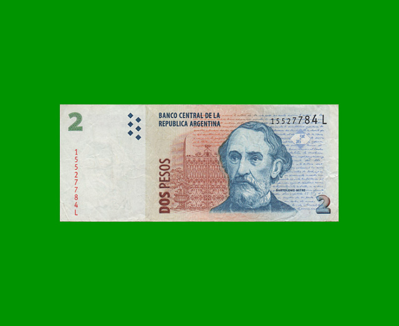 PESOS CONVERTIBLES 2do DISEÑO $2,00, BOT 3241, AÑO 2012, ESTADO MUY BUENO.-