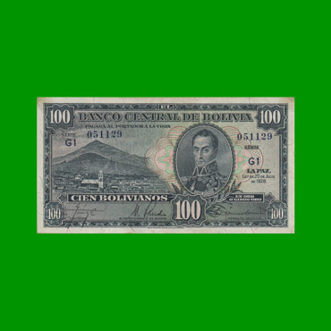 BILLETE DE BOLIVIA 100 BOLIVIANOS, PICK 133, AÑO 1928, ESTADO EXCELENTE .-