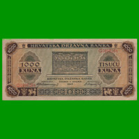BILLETE DE CROACIA 1.000 KUNA, PICK 12, AÑO 1943, ESTADO MUY BUENO+.-