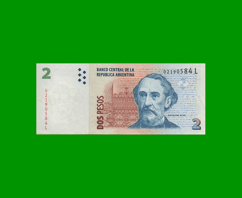 PESOS CONVERTIBLES 2do DISEÑO $2,00, BOT 3241, AÑO 2012, ESTADO MUY BUENO+.-