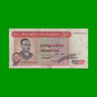 BILLETE DE ZAIRE 50 MAKUTA, PICK 12c, AÑO 1978, ESTADO BUENO .-