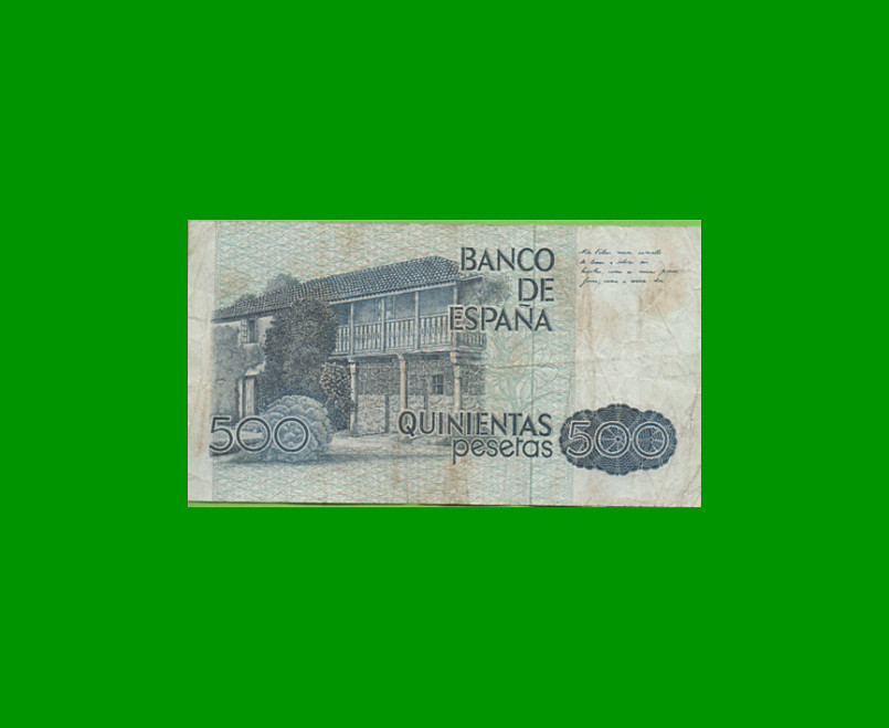 BILLETE DE ESPAÑA 500 PESETAS, PICK 157, AÑO 1979, ESTADO BUENO .- - Imagen 2