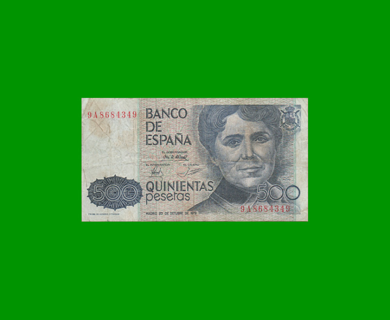 BILLETE DE ESPAÑA 500 PESETAS, PICK 157, AÑO 1979, ESTADO BUENO .-