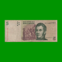 PESOS CONVERTIBLES 2do DISEÑO $5,00, BOT 3327, AÑO 2011, ESTADO BUENO.-