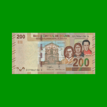 BILLETE DE BOLIVIA 200 BOLIVIANOS, PICK NEW, AÑO 1986 (2019), ESTADO SIN CIRCULAR.-
