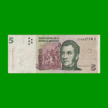 PESOS CONVERTIBLES 2do DISEÑO $5,00, BOT 3333a, AÑO 2013, ESTADO BUENO.-