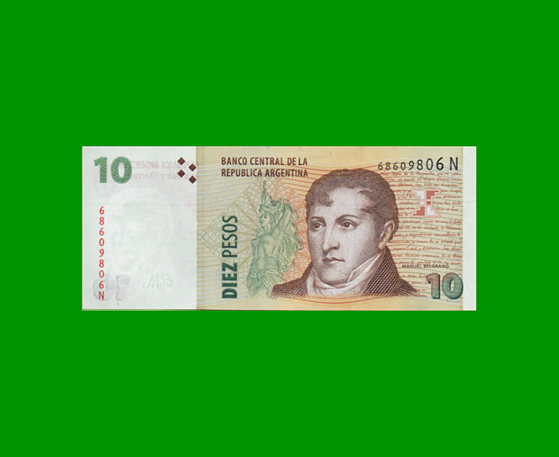 PESOS CONVERTIBLES 2do DISEÑO $10,00, BOT 3441, AÑO 2014, ESTADO EXCELENTE+.-