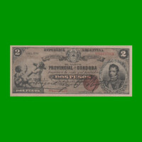 BILLETE PROVINCIA DE CORDOBA $ 2,00 FASCIMIL, AÑO 1888, SERIE 004, ESTADO SIN CIRCULAR.-