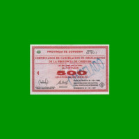 BONO DE CORDOBA $ 500,00, EC 274, AÑO 1995, SERIE A, ESTADO EXCELENTE.-