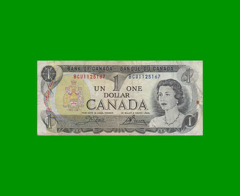 BILLETE DE CANADA 1 DOLAR PICK 85c, AÑO 1973, ESTADO BUENO+.-